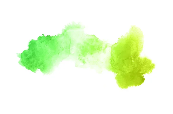 Abstract aquarel achtergrondafbeelding met een vloeibare Splatter van Aquarelle verf, geïsoleerd op wit. Groene en gele pasteltinten — Stockfoto