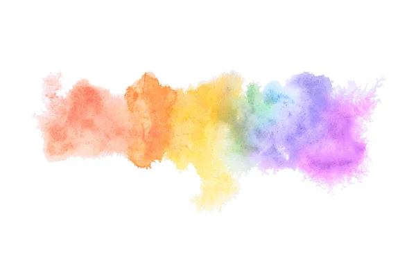 Abstract watercolor background image with a liquid splatter of aquarelle paint, isolated on white. Rainbow tones — Stock Photo, Image