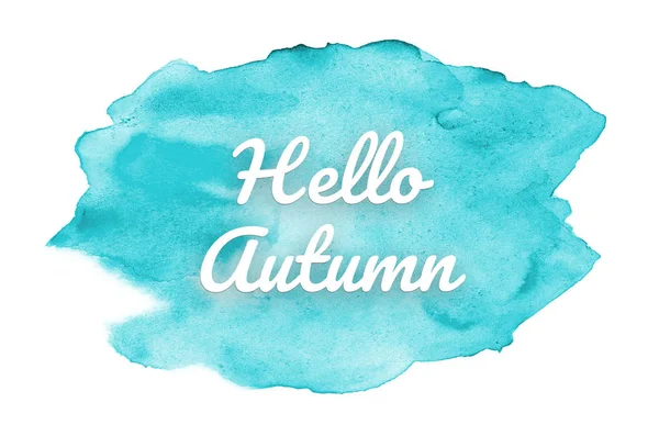 Abstract watercolor background image with a liquid splatter of aquarelle paint. Light blue tones. Hello autumn — Stockfoto