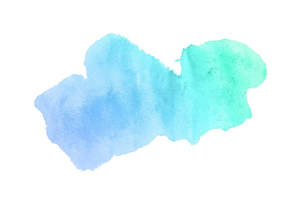 Αφηρημένη εικόνα φόντου υδατογραφίσματος με υγρή διασπορά χρώματος Aquarelle, απομονωμένη σε λευκό. Μπλε και τιρκουάζ παστέλ αποχρώσεις — Φωτογραφία Αρχείου