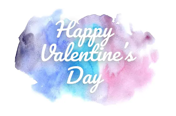 Image abstraite de fond aquarelle avec une éclaboussure liquide de peinture aquarelle. Des tons froids. Joyeuse Saint Valentin — Photo