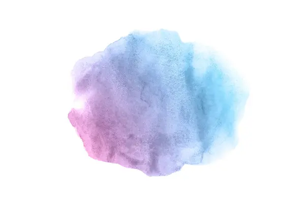Abstract watercolor background image with a liquid splatter of aquarelle paint, isolated on white. Pink and blue pastel tones — Stock Photo, Image