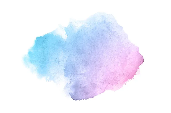 Imagem de fundo aquarela abstrata com um respingo líquido de tinta aquarelle, isolado em branco. Tons pastel rosa e azul — Fotografia de Stock