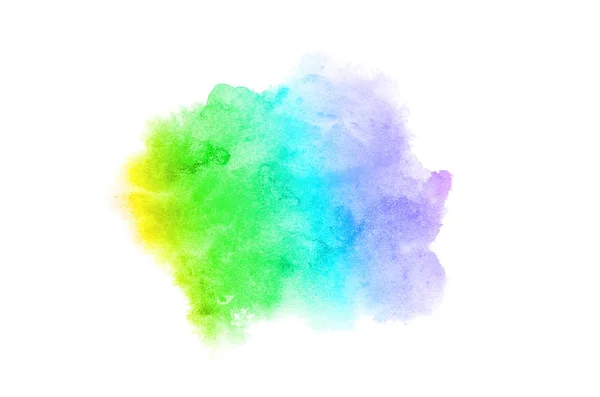 Imagen de fondo de acuarela abstracta con una salpicadura líquida de pintura acuarela, aislada en blanco. Tonos arco iris — Foto de Stock