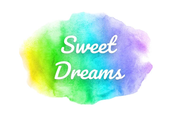 Abstract watercolor background image with a liquid splatter of aquarelle paint. Rainbow tones. Sweet Dreams — 스톡 사진