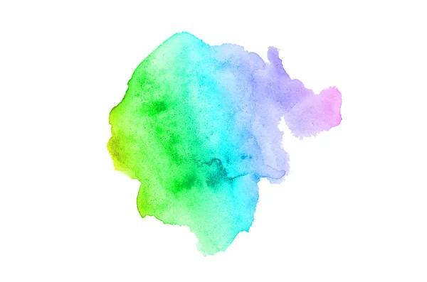 Abstraktes Aquarell-Hintergrundbild mit einem flüssigen Spritzer Aquarellfarbe, isoliert auf Weiß. Regenbogentöne — Stockfoto