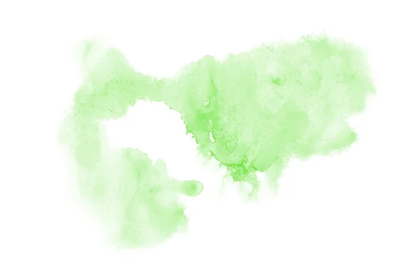 Imagen de fondo de acuarela abstracta con una salpicadura líquida de pintura acuarela, aislada en blanco. Tonos verdes —  Fotos de Stock