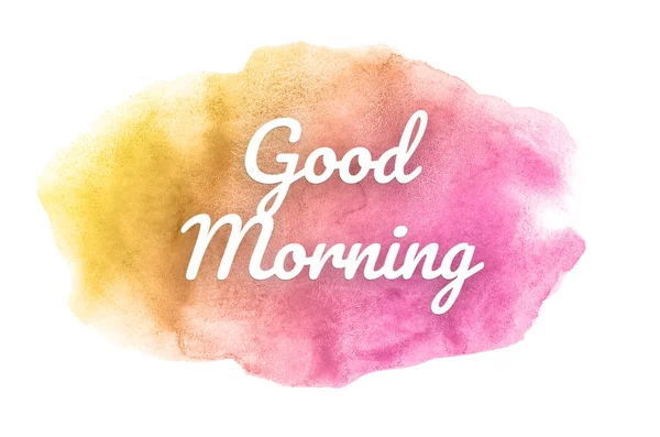Abstraktes Aquarell-Hintergrundbild mit einem flüssigen Spritzer Aquarellfarbe. Rosa- und Gelbtöne. Guten Morgen — Stockfoto