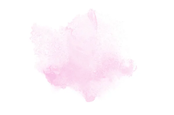 Imagen de fondo de acuarela abstracta con una salpicadura líquida de pintura acuarela, aislada en blanco. Tonos rosados —  Fotos de Stock