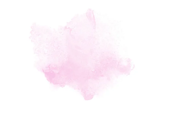 Imagem de fundo aquarela abstrata com um respingo líquido de tinta aquarelle, isolado em branco. Tons rosa — Fotografia de Stock