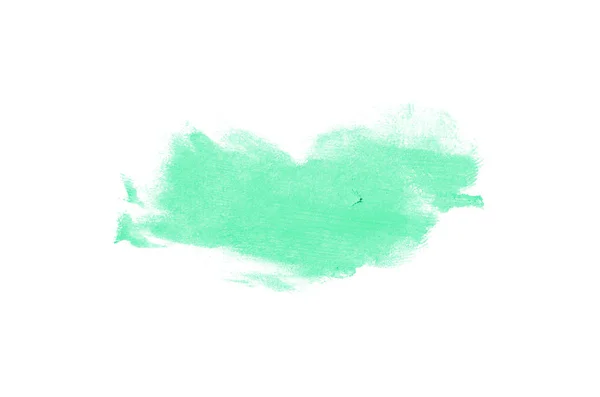 흰색 배경에 고립 된 립스틱 이나 아크릴 페인트의 얼룩과 질감. 청록색 — 스톡 사진