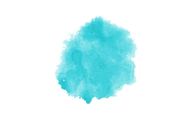 Imagen de fondo de acuarela abstracta con una salpicadura líquida de pintura acuarela, aislada en blanco. Tonos azules claros —  Fotos de Stock