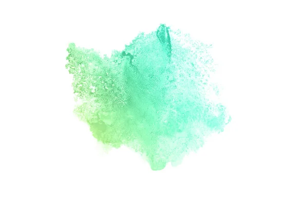 Imagem de fundo aquarela abstrata com um respingo líquido de tinta aquarelle, isolado sobre branco.tons pastel verde e amarelo — Fotografia de Stock