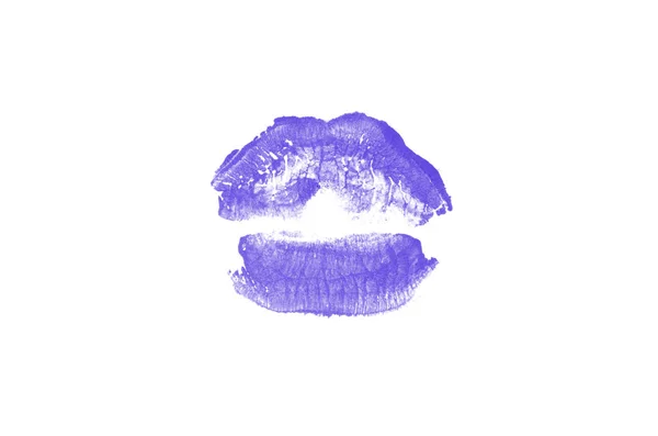 Marque de baiser rouge à lèvres sur fond blanc. Belles lèvres isolées . — Photo