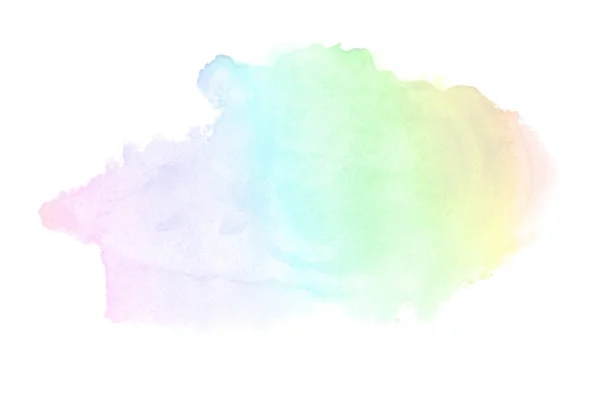 Imagen de fondo de acuarela abstracta con una salpicadura líquida de pintura acuarela, aislada en blanco. Tonos arco iris — Foto de Stock
