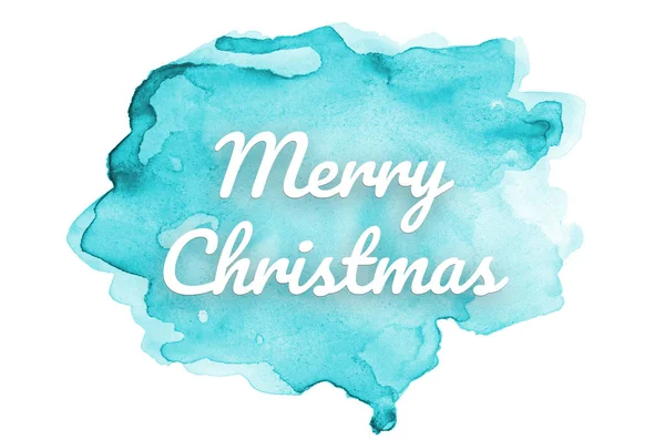 Abstract watercolor background image with a liquid splatter of aquarelle paint. Light blue tones. Merry Christmas — Stock Photo, Image