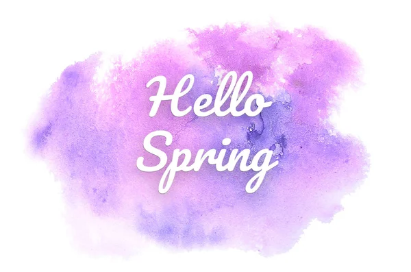 Abstract watercolor background image with a liquid splatter of aquarelle paint. Purple tones. Hello spring — Stock Photo, Image