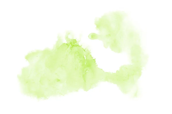 Abstract watercolor background image with a liquid splatter of aquarelle paint, isolated on white. Green tones — Stock Photo, Image
