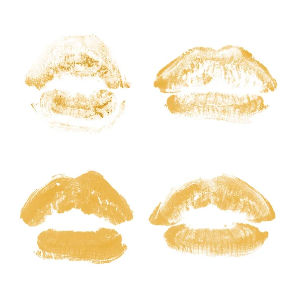 Female lips lipstick kiss print set for valentine day isolated o