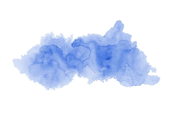 Imagen de fondo de acuarela abstracta con una salpicadura líquida de pintura acuarela, aislada en blanco. Tonos azules — Foto de Stock