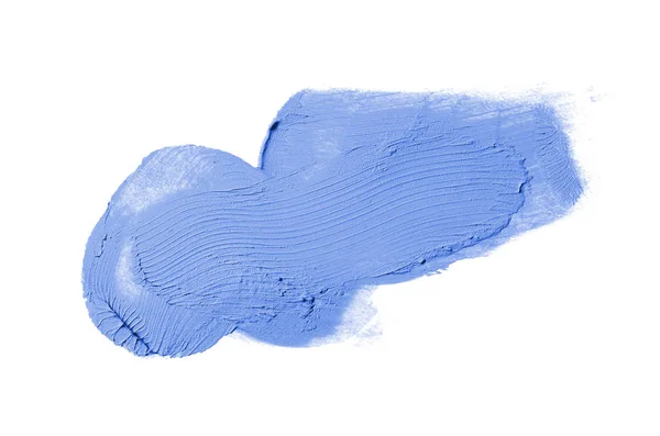 Мазок и текстура помады или акриловой краски изолированы на белом фоне. Синий цвет — стоковое фото