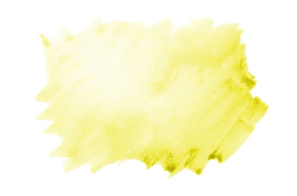 Gambar latar belakang cat air abstrak dengan percikan cat aquarelle cair, terisolasi di atas putih. Nada kuning — Stok Foto