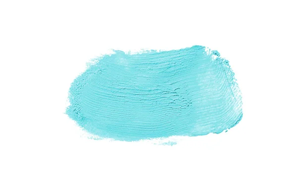 Мазок и текстура помады или акриловой краски изолированы на белом фоне. Голубой цвет — стоковое фото