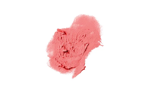 Smear and texture of lipstick or acrylic paint isolated on white background. Red color — Stock Photo, Image