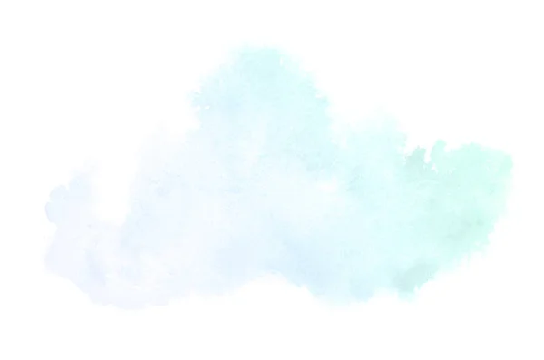 Imagem de fundo aquarela abstrata com um respingo líquido de tinta aquarelle, isolado sobre branco.tons pastel azul e turquesa — Fotografia de Stock