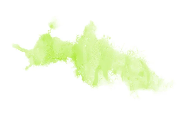 Abstract watercolor background image with a liquid splatter of aquarelle paint, isolated on white. Green tones — Stock Photo, Image