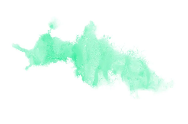 Astratto acquerello immagine di sfondo con uno schizzo liquido di vernice acquerello, isolato su bianco. Tonalità turchesi — Foto Stock