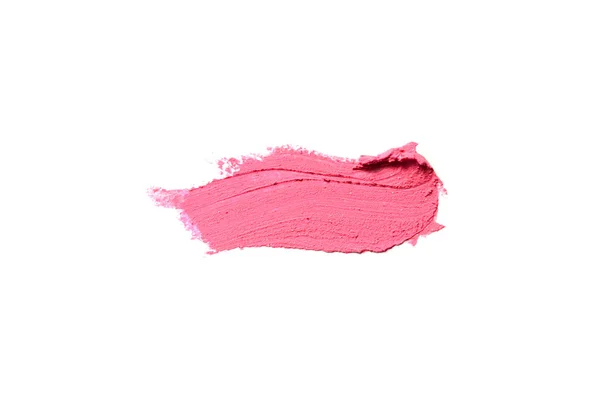 Smear and texture of lipstick or acrylic paint isolated on white background. Magenta color — Stock Photo, Image