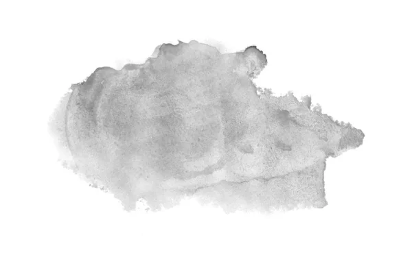 白に隔離されたアクアレル塗料の液体スプラッタを持つ抽象的な水彩の背景画像。白黒のトーン — ストック写真