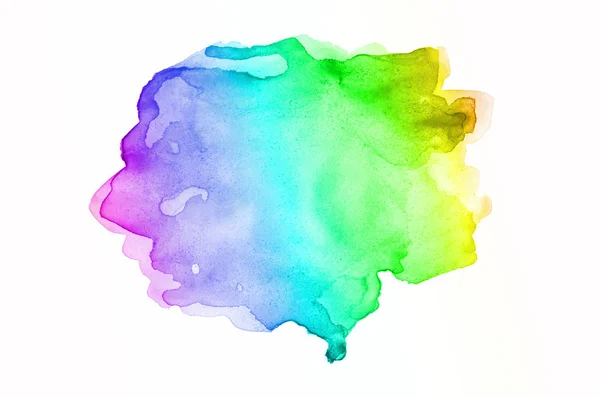 흰색에 고립 된 아쿠아렐 페인트의 액체 튀김추상 수채화 배경 이미지. 레인보우 톤 — 스톡 사진