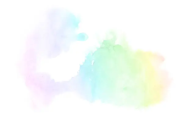 Abstract aquarel achtergrondafbeelding met een vloeibare Splatter van Aquarelle verf, geïsoleerd op wit. Regenboog tinten — Stockfoto