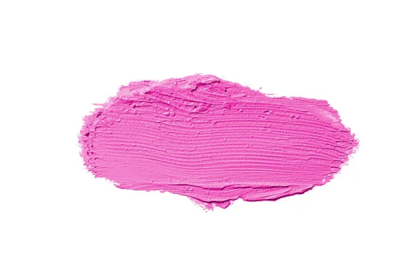 Abstrich und Textur von Lippenstift oder Acrylfarbe isoliert auf weißem Hintergrund. rosa Farbe — Stockfoto