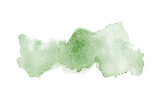 Gambar latar belakang cat air abstrak dengan percikan cat aquarelle cair, terisolasi di atas putih. Nada hijau gelap — Stok Foto