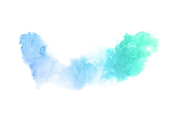 Citra latar belakang cat air abstrak dengan percikan cair cat aquarelle, diisolasi pada warna putih. Biru dan warna turquoise pastel — Stok Foto