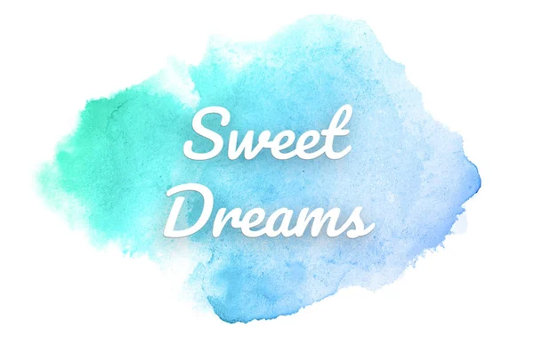 Abstract watercolor background image with a liquid splatter of aquarelle paint.Blue and turquoise pastel tones. Sweet Dreams — Stock Photo, Image