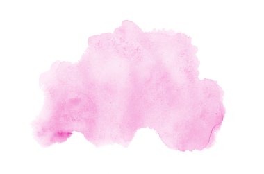 Beyaz üzerine izole edilmiş, sıvı bir kova boyası ile soyut suluboya arka plan görüntüsü. Pembe tonları