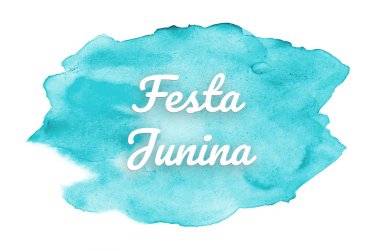 Abstract watercolor background image with a liquid splatter of aquarelle paint. Light blue tones. Festa Junina