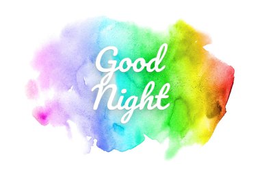 Abstract watercolor background image with a liquid splatter of aquarelle paint. Rainbow tones. Good night