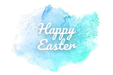 Kova boyası sıvı bir sıçrama ile soyut suluboya arka plan görüntüsü. Mavi ve turkuaz pastel tonları. Mutlu paskalya