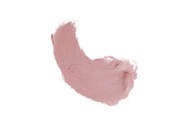 Smear ve ruj veya akrilik boya beyaz arka plan üzerinde izole doku. Lipgloss veya sıvı oje leke örneği inme. Güzellik kozmetik tasarım için eleman. Koyu kırmızı renk