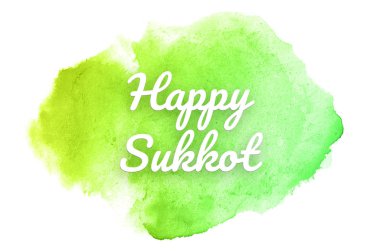 Kova boyası sıvı bir sıçrama ile soyut suluboya arka plan görüntüsü. Yeşil ve sarı pastel tonları. Mutlu Sukkot