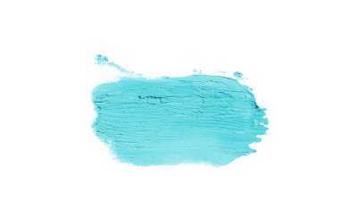 Smear ve ruj veya akrilik boya beyaz arka plan üzerinde izole doku. Lipgloss veya sıvı oje leke örneği inme. Güzellik kozmetik tasarım için eleman. Açık mavi renk