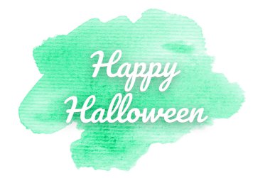 Kova boyası sıvı bir sıçrama ile soyut suluboya arka plan görüntüsü. Turkuaz tonları. Cadılar Bayramınız Kutlu Olsun