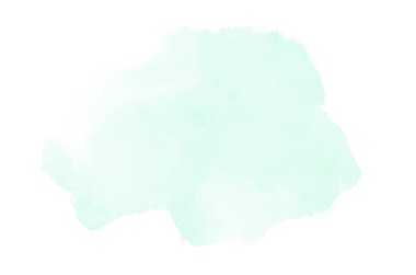 Beyaz üzerine izole edilmiş, sıvı bir kova boyası ile soyut suluboya arka plan görüntüsü. Turkuaz tonları