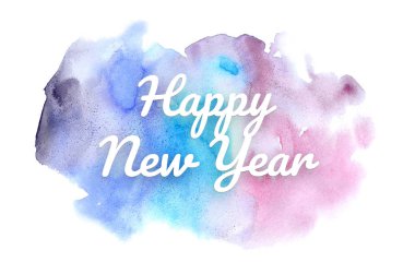 Abstract watercolor background image with a liquid splatter of aquarelle paint. Cold tones. Happy New Year