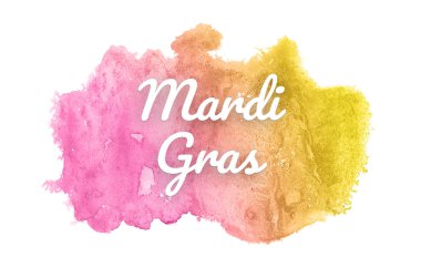 Kova boyası sıvı bir sıçrama ile soyut suluboya arka plan görüntüsü. Pembe ve sarı tonları. Mardi gras